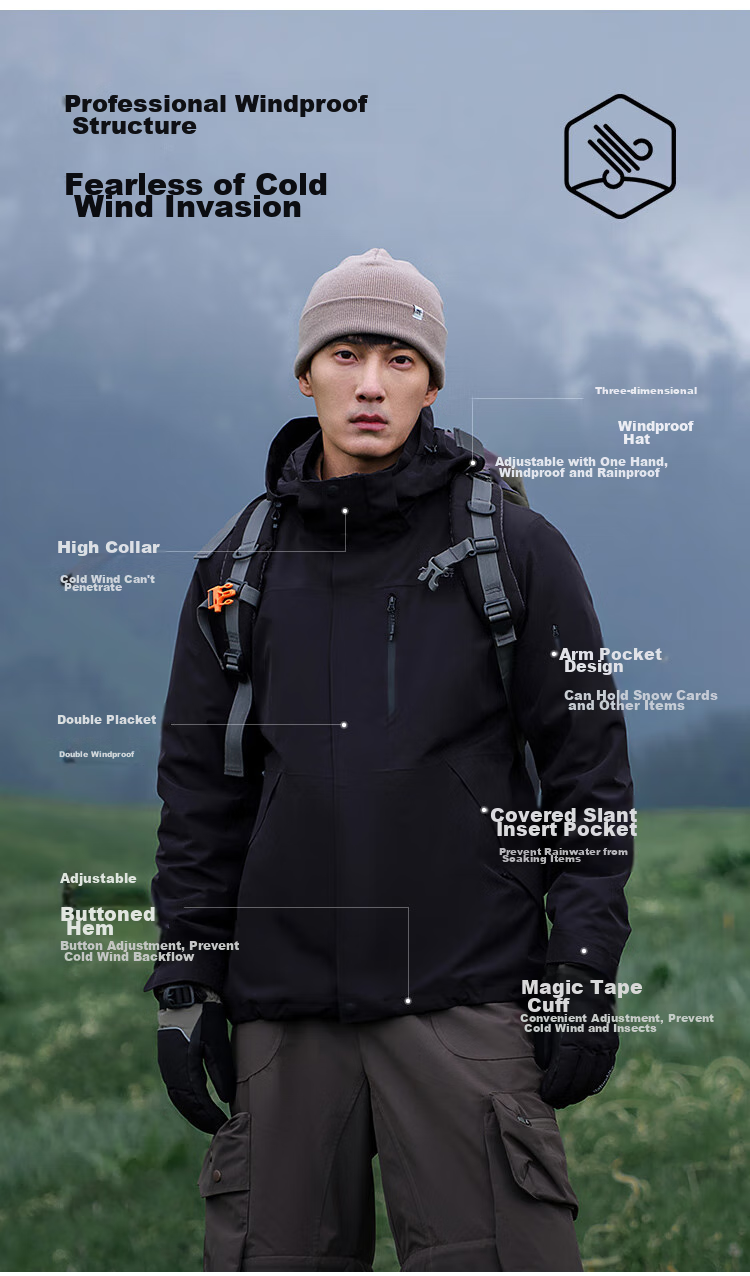 Мужская куртка Pelliot Mountain Classic 2.0, трехслойная, для осени и зимы, с утеплителем из гусиного пуха, черная, размер M