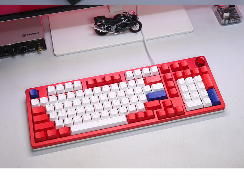 Механическая клавиатура DAREU EK815pro, проводная, 98 клавиш, с мультимедийным регулятором, анти-гостинг, подсветка, белый дымчато-синий