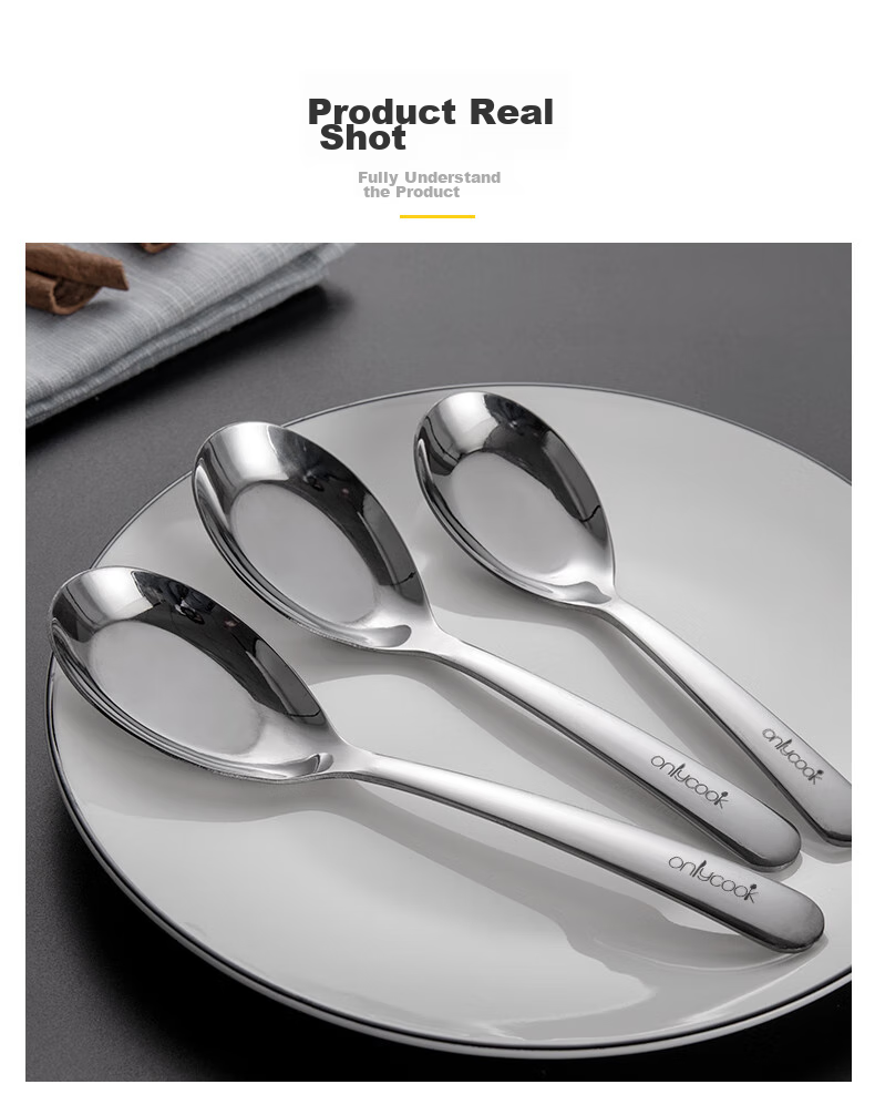 Ложки столовые Onlycook, набор из 3 штук, нержавеющая сталь, большая ложка для супа и каши, детская посуда