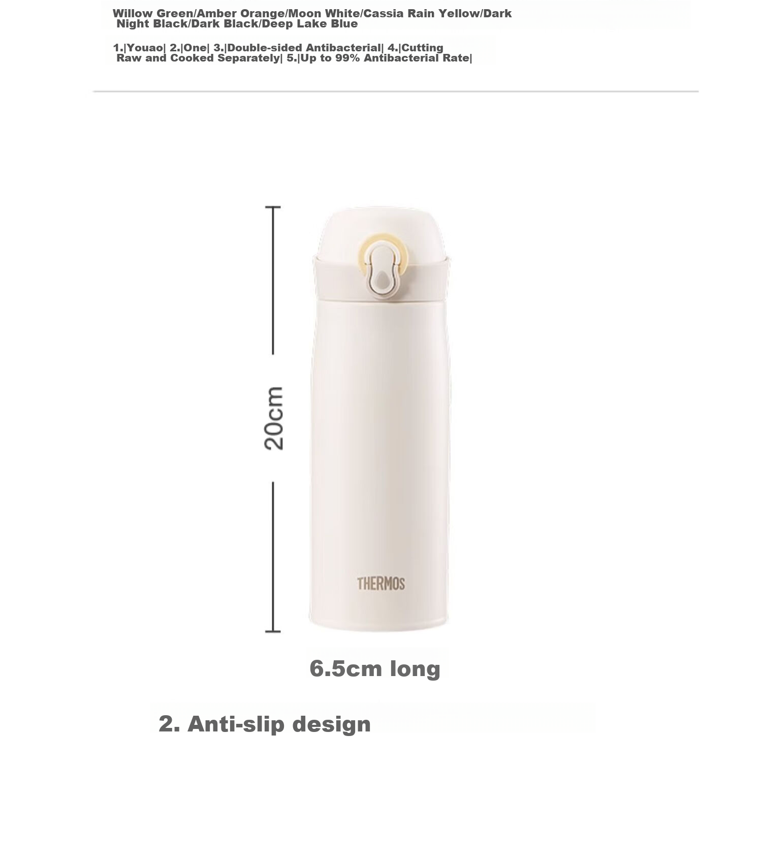 Термос THERMOS, 400 мл, нержавеющая сталь 316L, для мужчин, женщин и детей, сохраняет холодную воду, чайная чашка, TCME-400S, цвет "Новый продукт · Полумесяц белый"