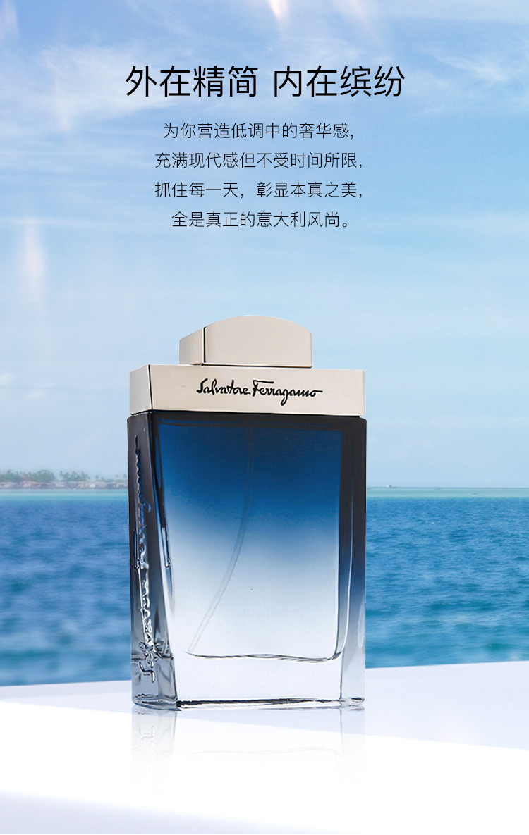菲拉格慕（Ferragamo）蓝色经典淡香水100ml男士香水礼盒款 送男友情人节生日礼物 