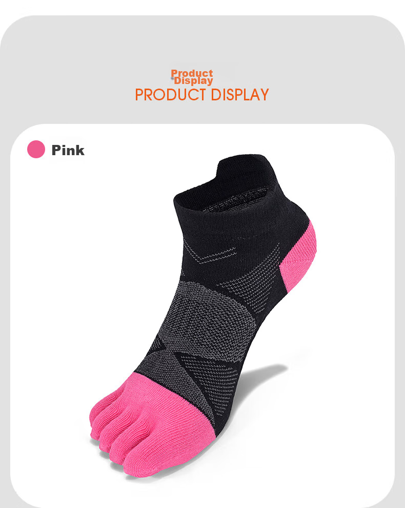 Носки TFO Competition-Level Outdoor Five-Toe Socks, спортивные носки для хайкинга и бега, женские, светло-розовые