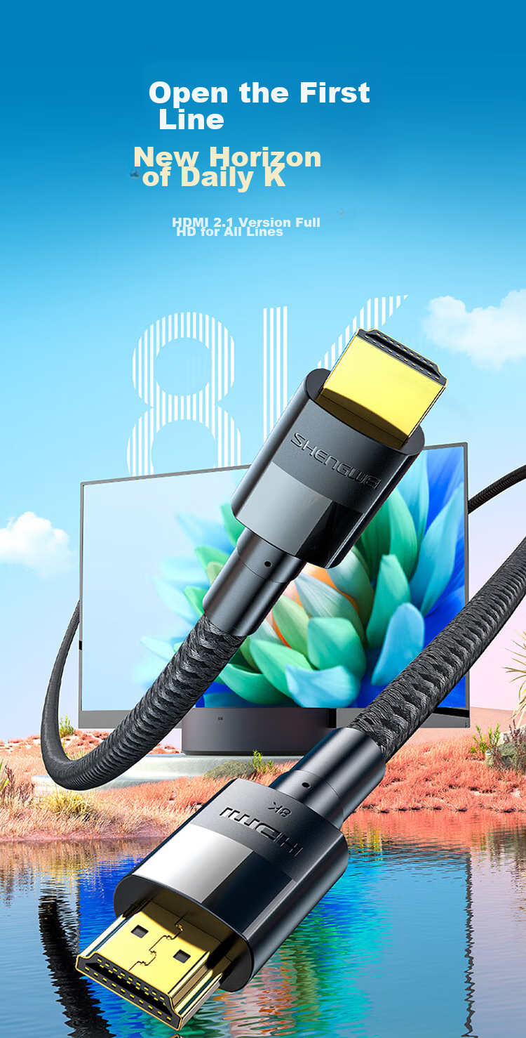 Кабель HDMI Shengwei версии 2.1, 1 метр, 8K 60Hz 4K 240Hz, для ноутбуков, ТВ-приставок, мониторов, проекторов, AHH4010G, совместим с HDMI 2.0