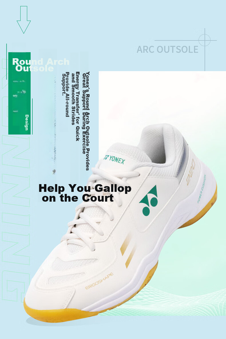 Кроссовки для бадминтона YONEX SHB220CR, мужские, размер 40, белые
