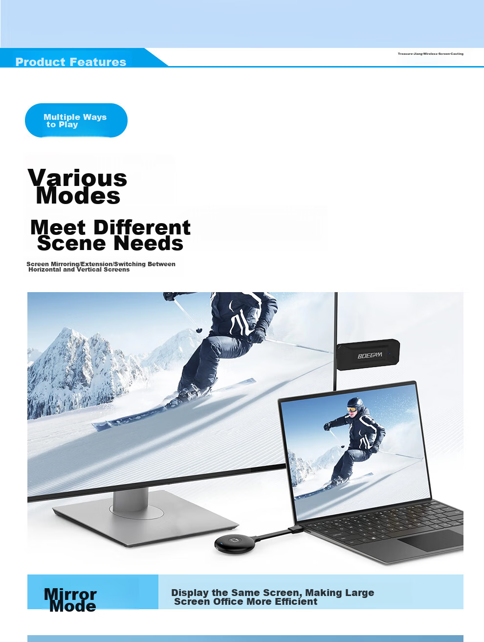BOEGAM BG4S HDMI Комплект для беспроводного дублирования экрана, устройство для передачи экрана высокой четкости, для офиса и дома, совместимо с телефонами Apple, Android, Huawei для подключения к телевизору, монитору, проектору
