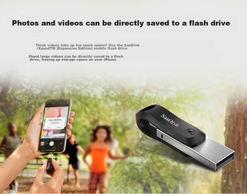 USB-флеш-накопитель SanDisk 256GB Lightning, USB 3.0, Apple MFI Certified, для iPhone/iPad, двойного назначения для мобильных телефонов и компьютеров