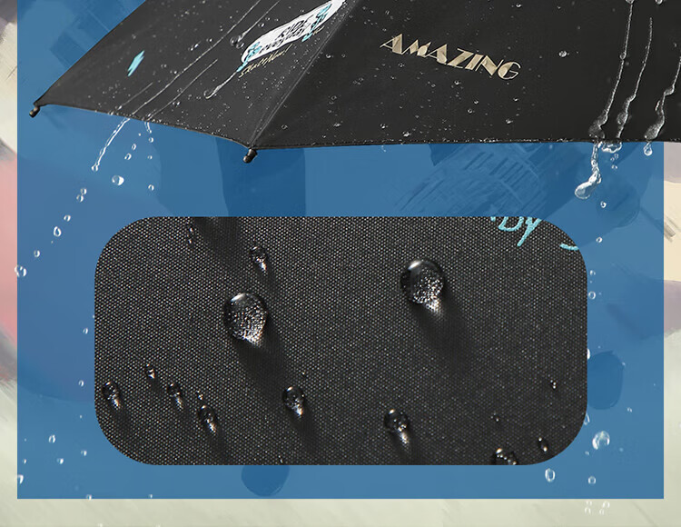 Зонт Tiantang UV Protection, складной, черный гель, защита от УФ, 57*8 ребер, динамический чистый синий