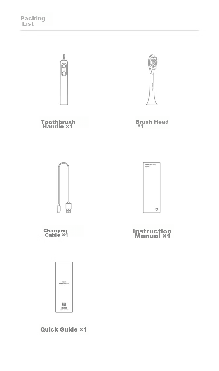 Электрическая зубная щетка Xiaomi Mijia Sonic Toothbrush T100, белая, звуковая, с 2 насадками, 3 режима чистки, водонепроницаемая IPX7, зарядка Type-C