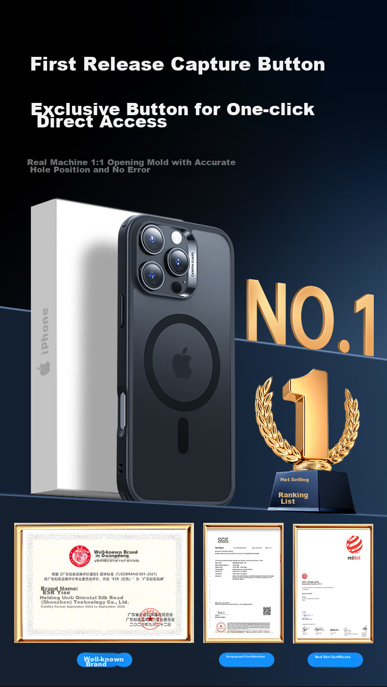 Чехол ESR для iPhone 16 Pro Max, прозрачный, с магнитами, защита камеры, ультратонкий, противоударный