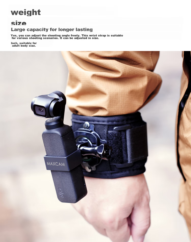MAXCAM Крепление на запястье для DJI OSMO POCKET 2, вращающееся на 360 градусов, ремешок на руку, фиксирующий ремешок и аксессуары для расширения руки