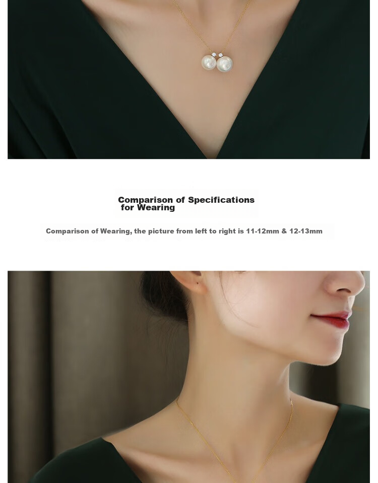 Жемчужное колье Haidi 18K Gold 12-13 мм, пресноводный жемчуг, сертификат, подарок девушке