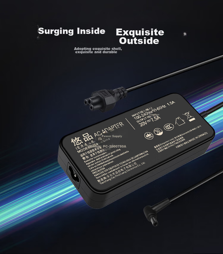 Зарядное устройство для ноутбука Youpin ASUS Feiying Baojia, 150 Вт, 20 В, 7.5 А, круглая вилка 6.0*3.7 мм с контактом