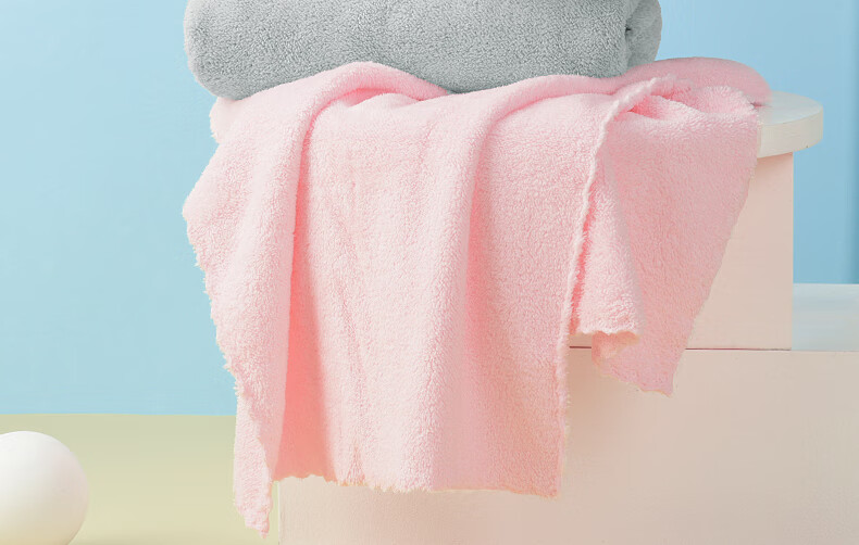 生活无忧LATTLIV 毛巾浴巾套装 1毛巾+1浴巾组合装 柔软吸水 成人裹巾 粉色
