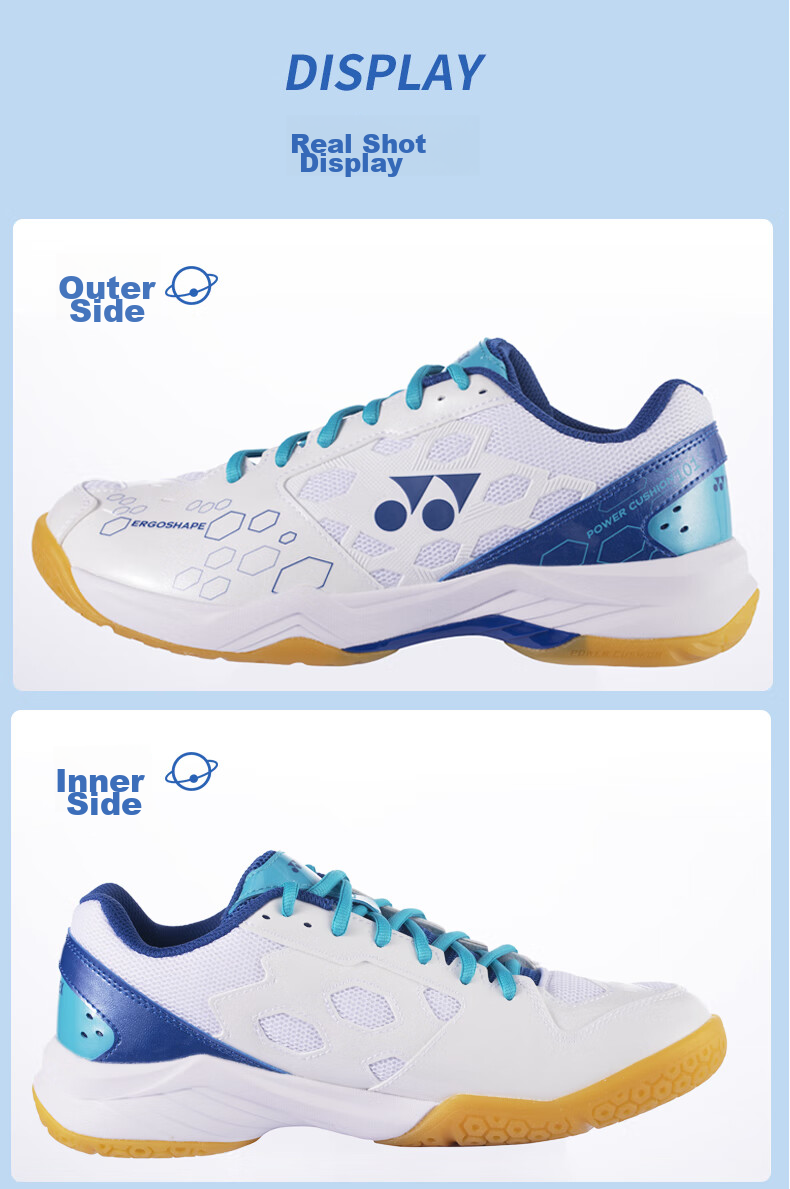 Кроссовки для бадминтона YONEX SHB101CR, мужские и женские, ударопоглощающие, для начинающих, размер 44, белый/золотой