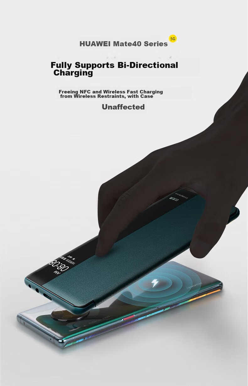 Чехол-книжка Ekakashop для Huawei Mate40, черный, кожаный, бизнес-стиль, с умным окном