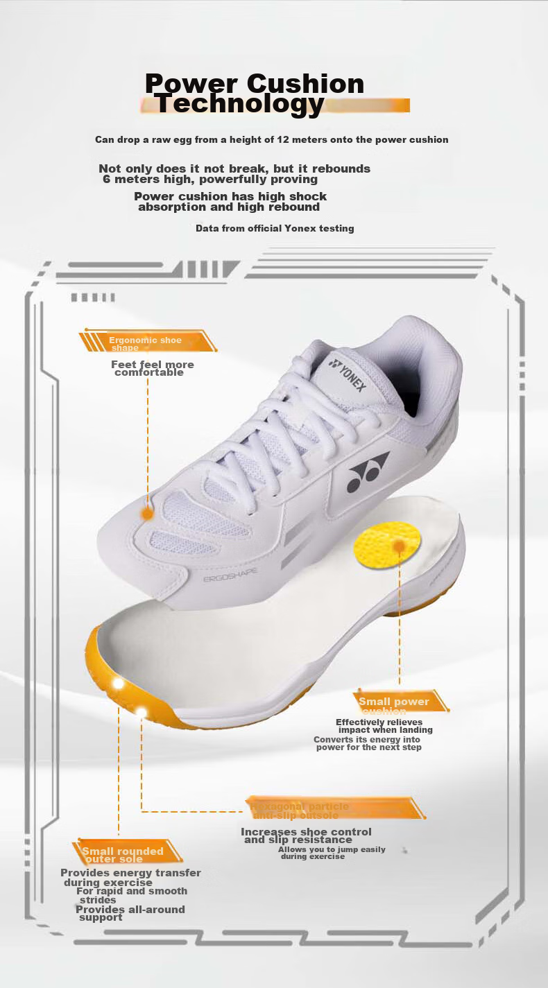 Кроссовки для бадминтона YONEX SHB220CR, износостойкие, амортизирующие, нескользящие, удобные, для соревнований и тренировок, белый и серебристый, размер 41