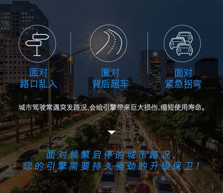 面对面对面对路口乱入背后超车紧急拐弯城市驾驶常遇突发路况,会给引擎带来巨大损伤,缩短使用寿命。面对频繁启停的城市路况您的引擎需要持久强的升级保卫-推好价 | 品质生活 精选好价