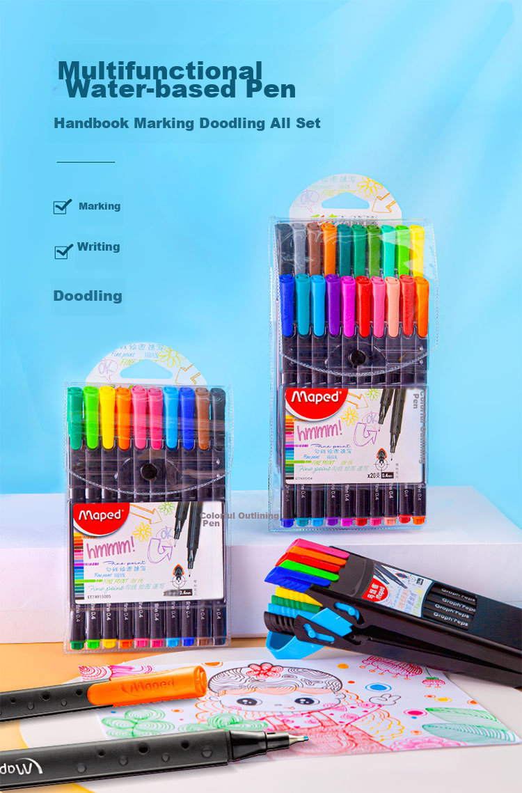 Набор маркеров Maped Color Line, 0.4 мм, 4 цвета, водостойкие, быстросохнущие, для рисования и письма