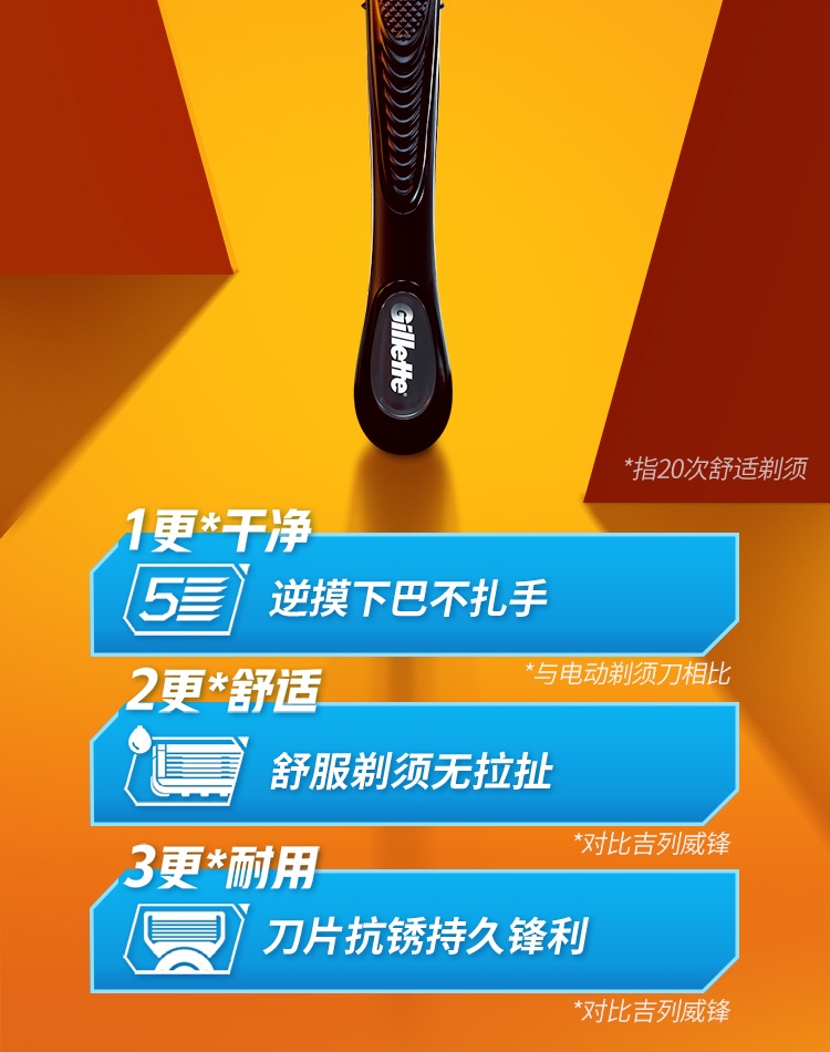 吉列剃须刀手动锋隐5层刀片经典4刀头 不含刀架刮胡刀吉列刀片