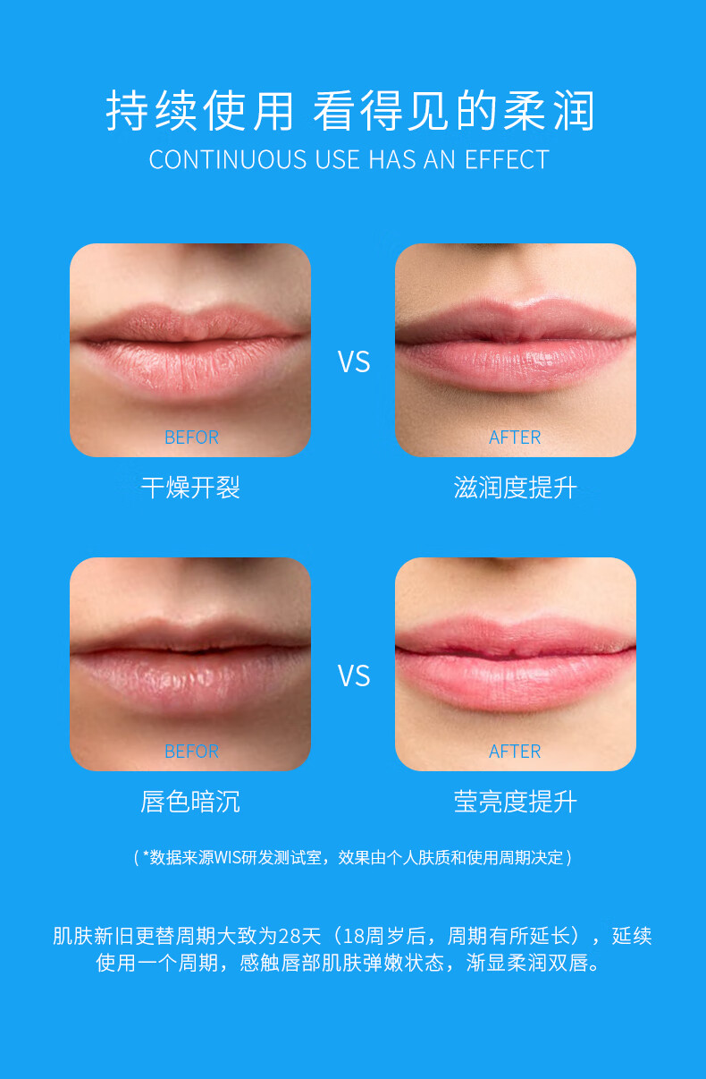 WIS温和亲肤润唇膏 保湿滋润防干裂无色防裂滋养修护唇膏 温和亲肤润唇膏