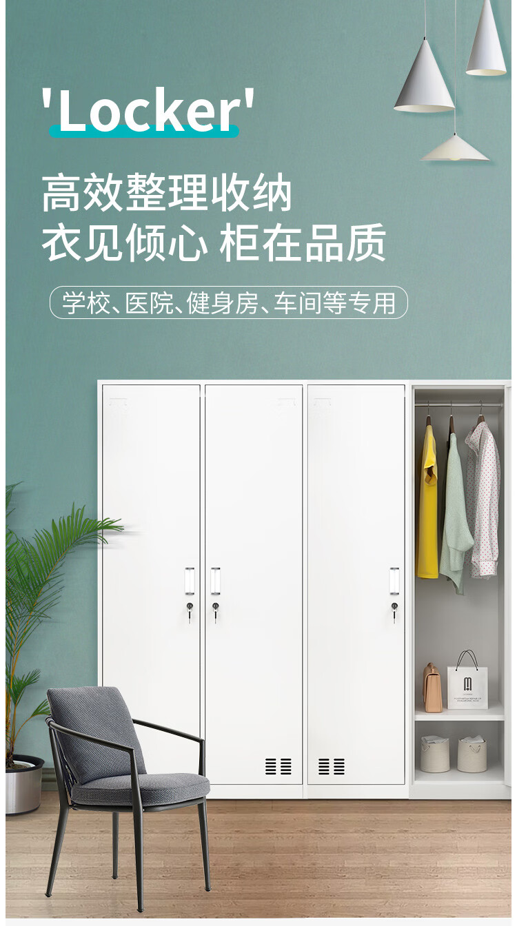苏标更衣柜储物柜铁皮柜员工宿舍衣柜存包柜鞋柜二门更衣柜