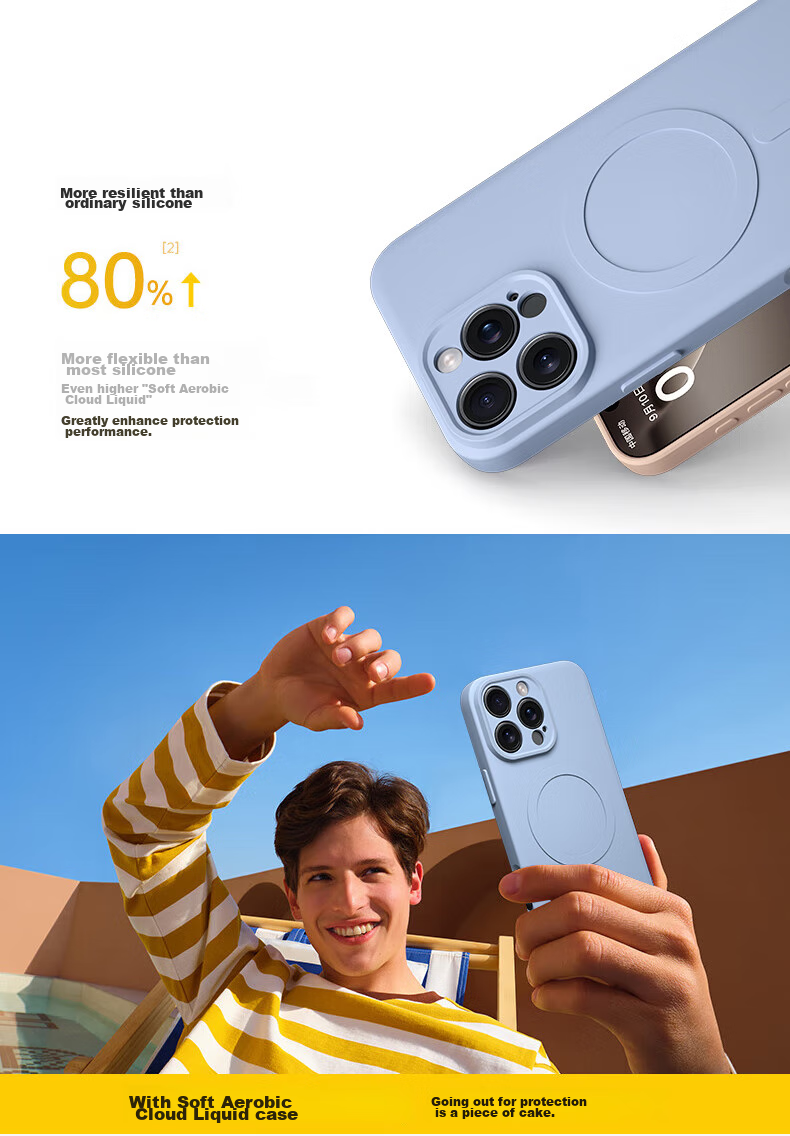 Чехол KEKLLE для iPhone 16, силиконовый, с магнитной функцией MagSafe, синий