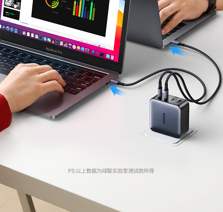 绿联闪充湃氮化镓GaN100W充电器套装通用苹果iPhone14/13华为手机Macbook多口快充头配线兼容PD65W笔记本电脑