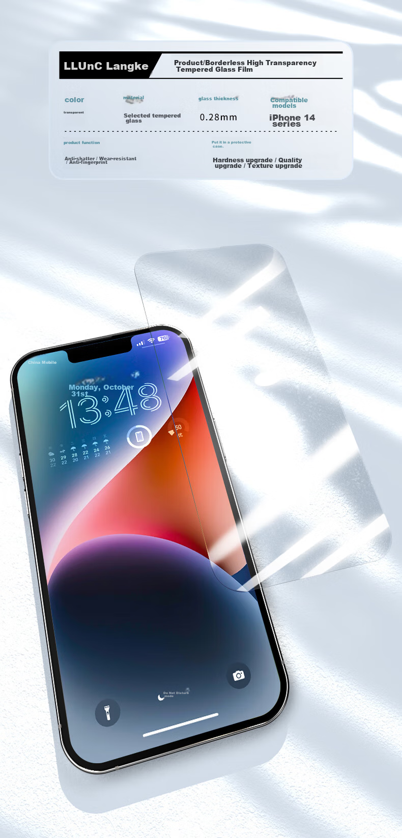 Защитное стекло LLUNC для Apple iPhone 14 Plus/13 Pro Max, ультратонкое, полное покрытие, высокое разрешение, защита от царапин и отпечатков пальцев