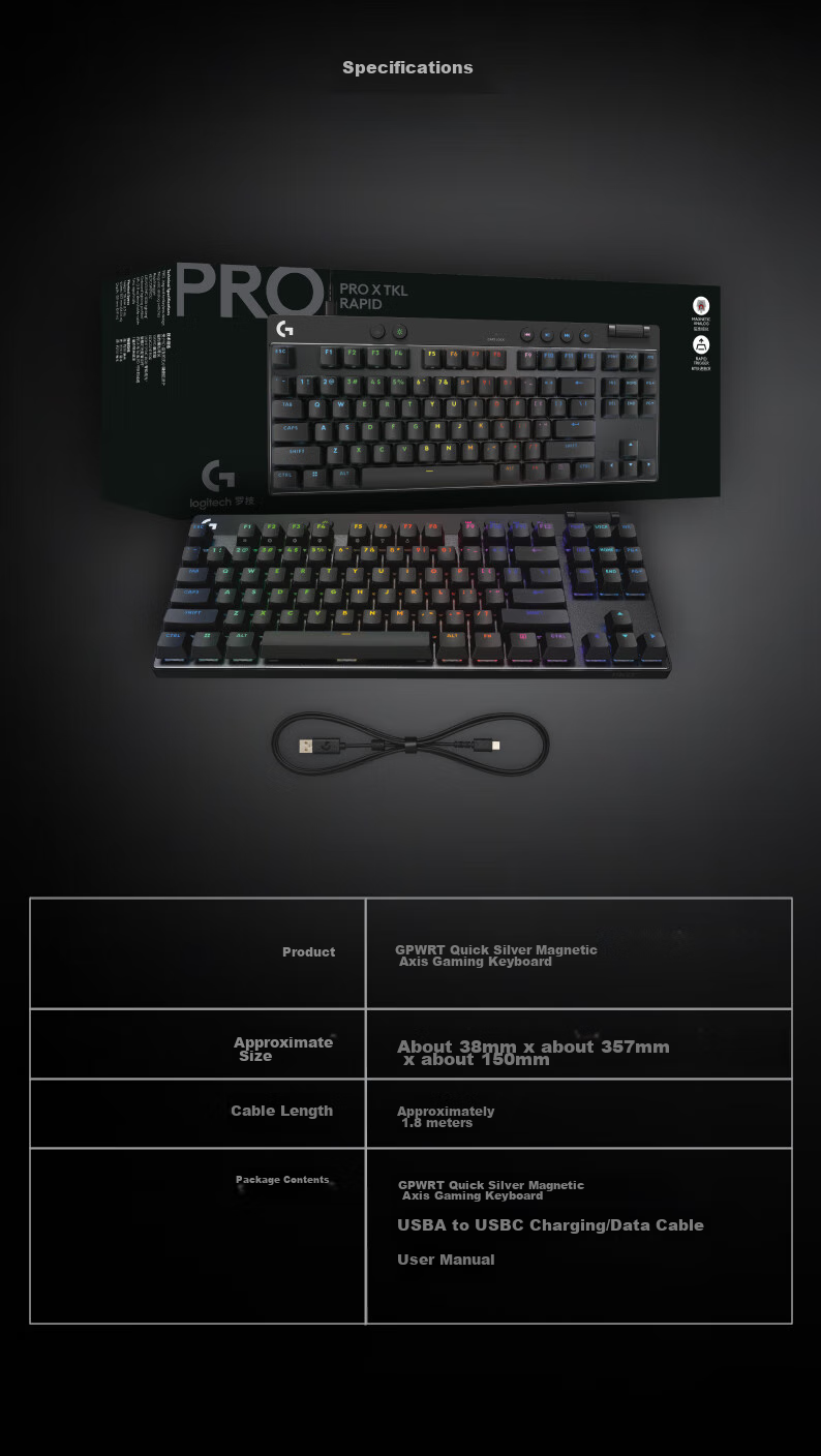 Игровая клавиатура G PRO X TKL RAPID, механическая, с магнитной осью, Quick Silver, для FPS, Vanguard, Warzone, RT Quick Trigger (розовый)