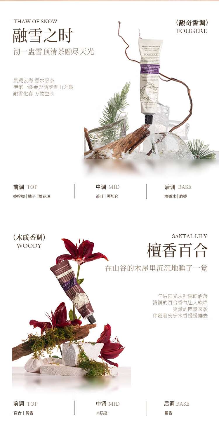 润培香氛护手霜套盒75g3支+12g2支	
