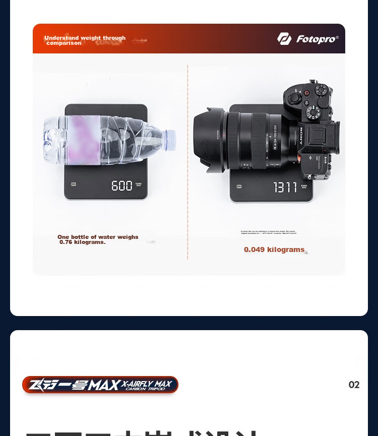 Штатив Fotopro Flight One Max из углеродного волокна, профессиональный тренога для фото- и видеосъемки, оранжевый
