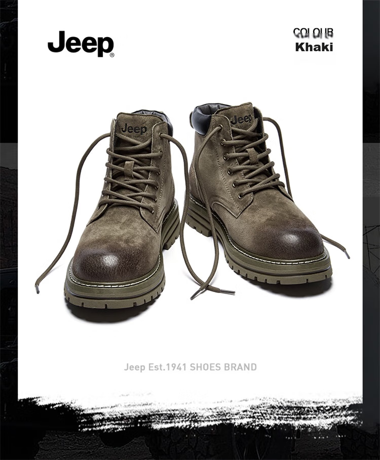 Мужские ботинки Jeep Martin, утепленные флисом, зимние рабочие ботинки, желтые, хаки, размер 42