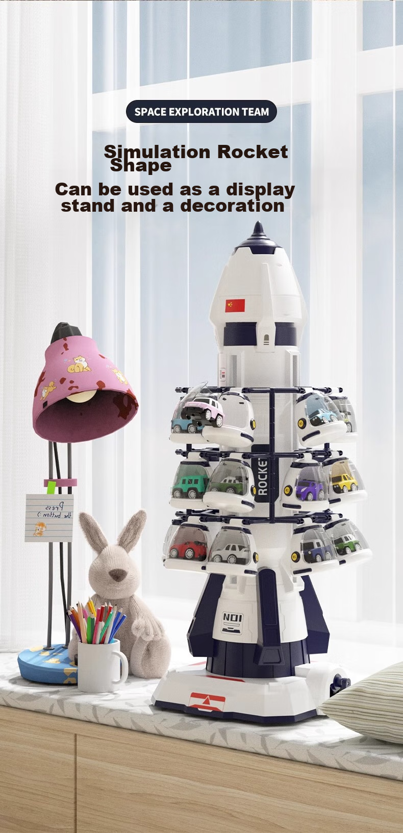 Игрушечный набор Mabaozibao "Космическая ракета", 2 машинки, литая модель, подарок для детей от 3-6 лет