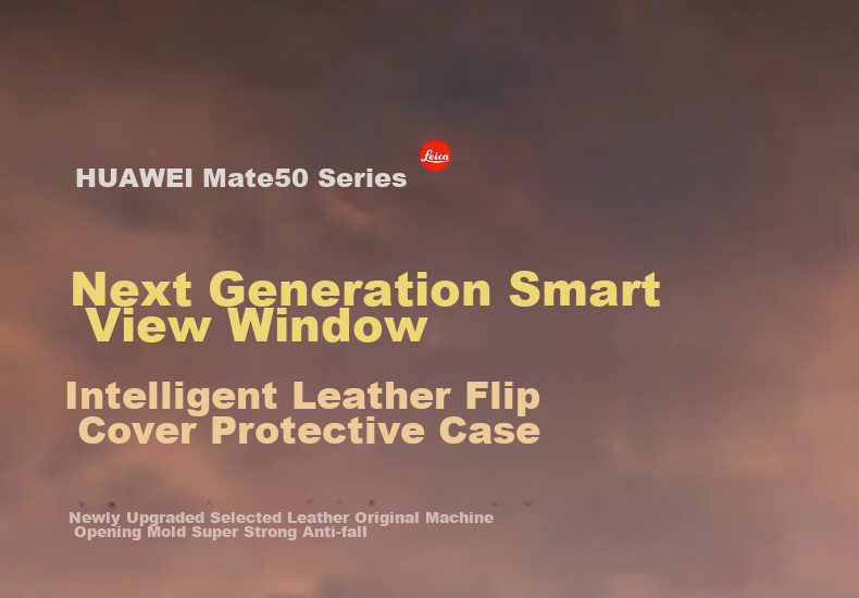 Чехол-книжка Eddga "Chuan Lian Jin Bao" для Huawei Mate50 Pro, флип-обложка с окном для просмотра уведомлений, полная защита, ударопрочный, натуральная кожа, с функцией "сон/пробуждение", черного цвета