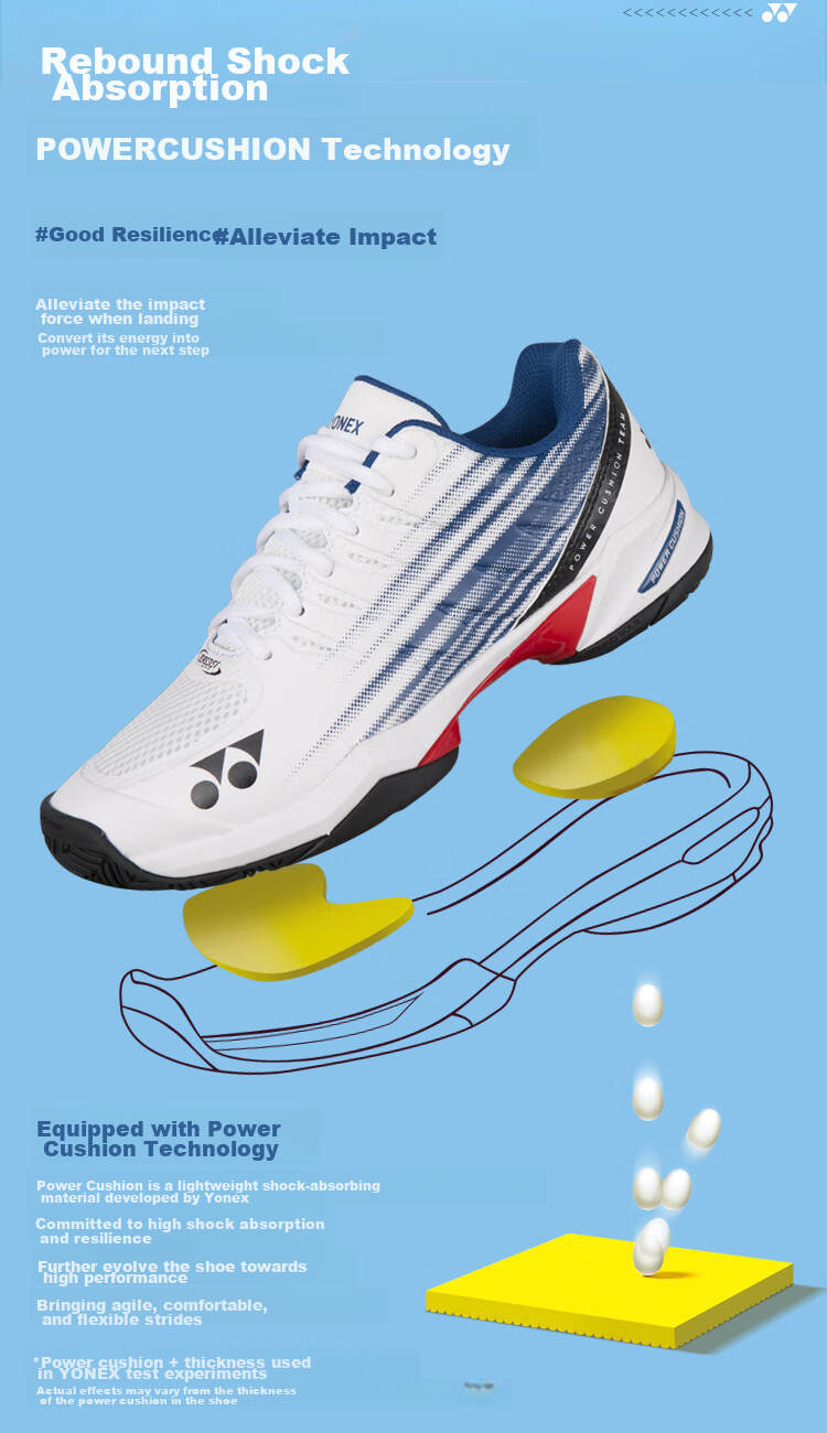 YONEX Теннисные кроссовки, противоскользящие, амортизирующие, профессиональные спортивные кроссовки для соревнований и тренировок SHTTWGCEX, белый/красный, размер 43