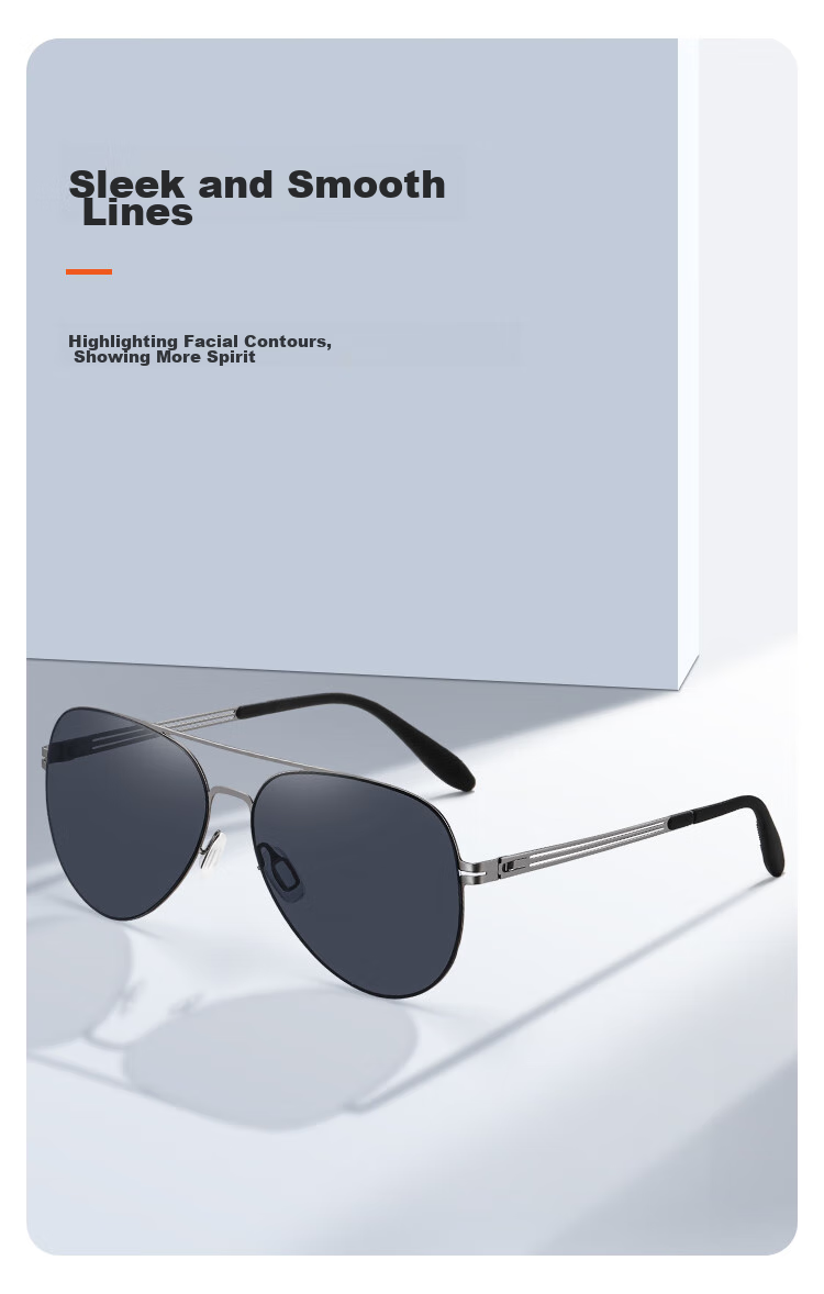 Polarized Aviator Sunglasses HLA for Men, Classic Vintage Style, Gunmetal Frame, Black and Gray Lenses, UV Protection