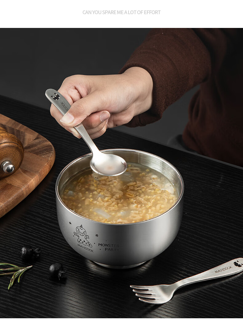 Детская двойная миска MAXCOOK из нержавеющей стали 316L, с двойными стенками, 12 см, MCWA8724