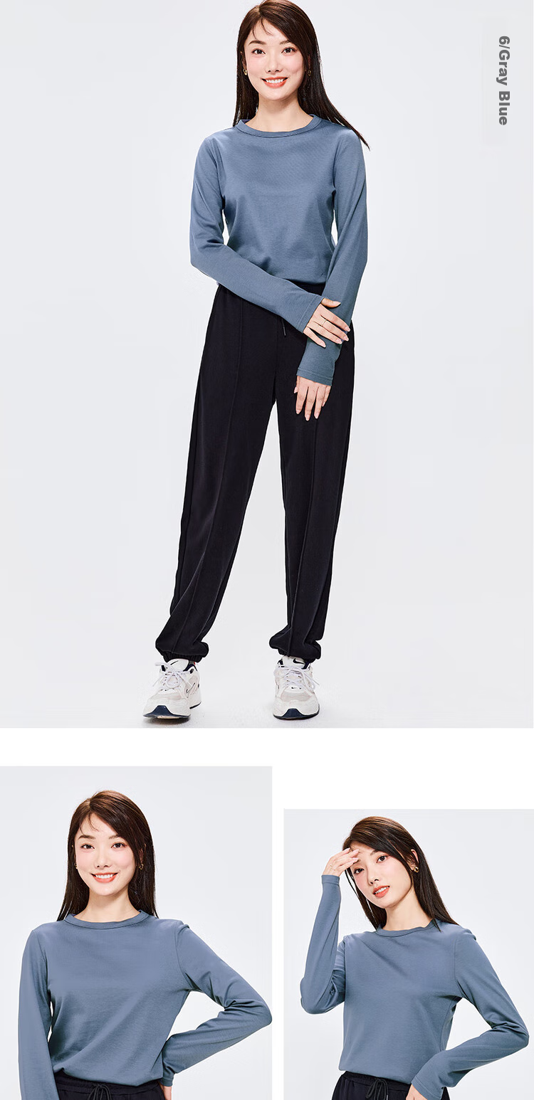 Женская футболка Giordano с длинным рукавом, базовая, из 100% хлопка, гладкая, с круглым вырезом, арт. 05322805