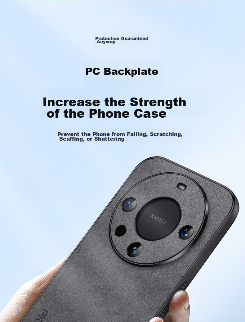 Чехол для Huawei Mate60 Pro/Pro+ Shangsu, противоударный, с полной защитой камеры, из роскошной кожи ягненка, черный