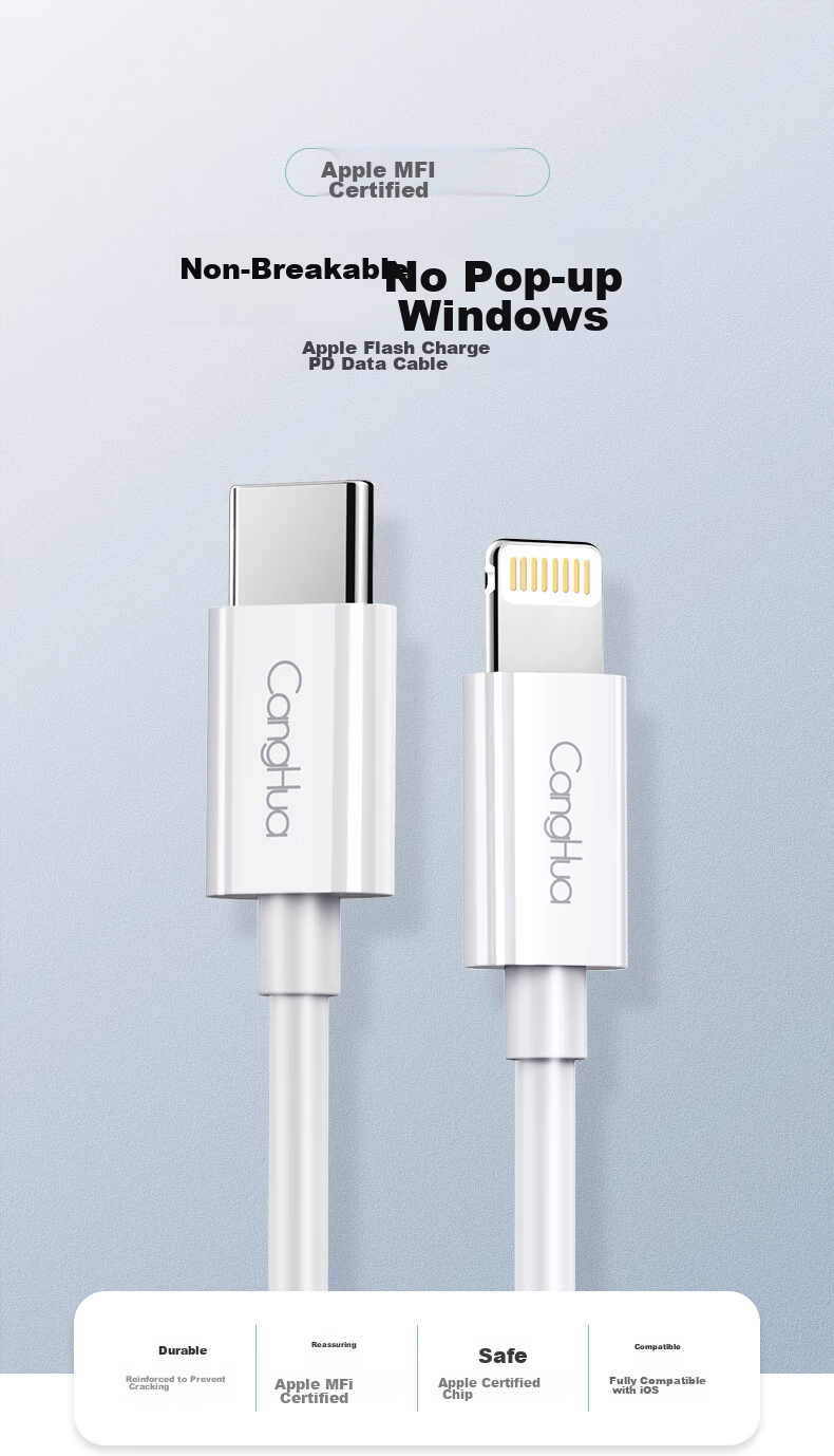 Кабель CangHua MFi Certified, Type-C - Lightning, PD 30/20W, для iPhone 14/13 Pro Max/12/11