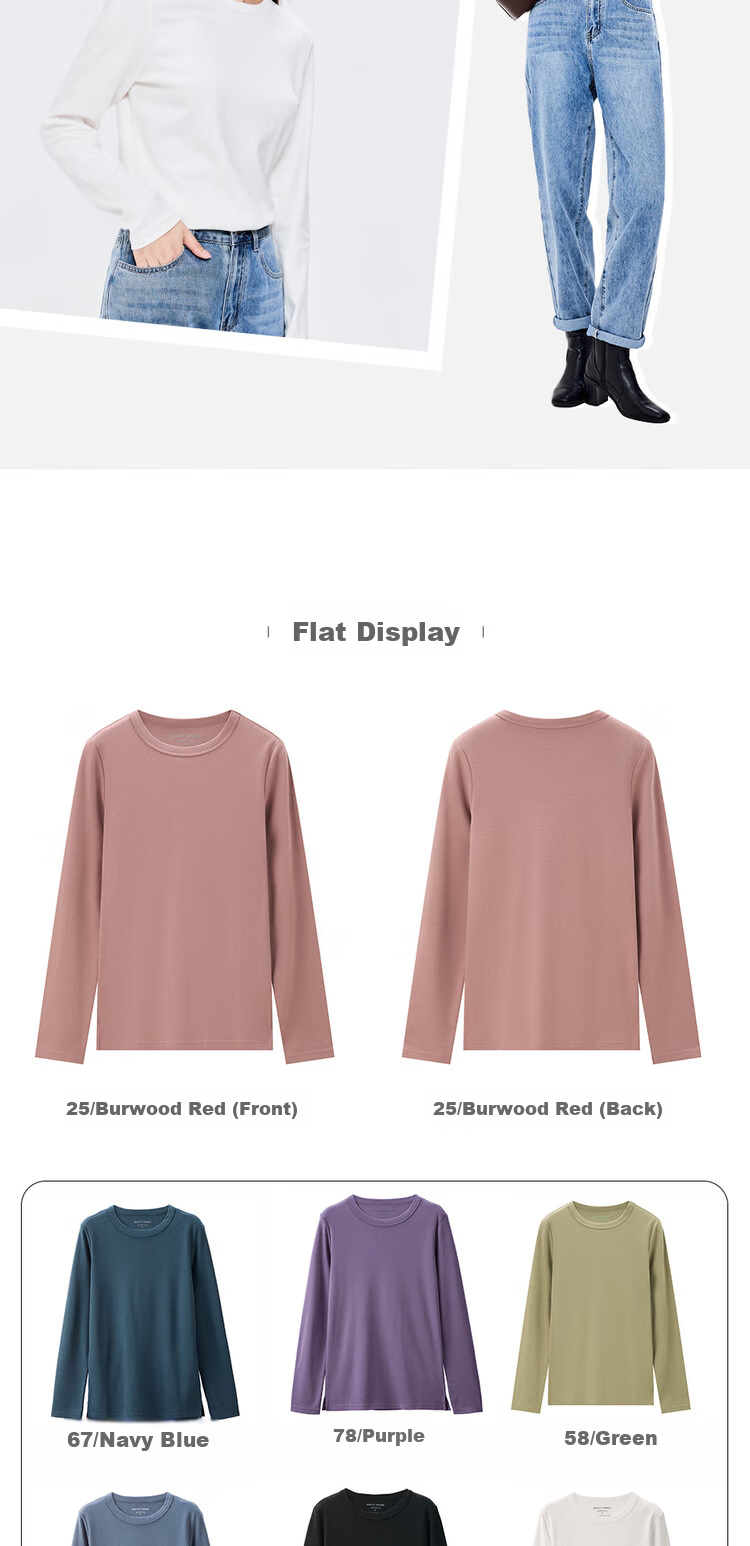 Женская футболка Giordano с длинным рукавом, базовая, из 100% хлопка, гладкая, с круглым вырезом, арт. 05322805