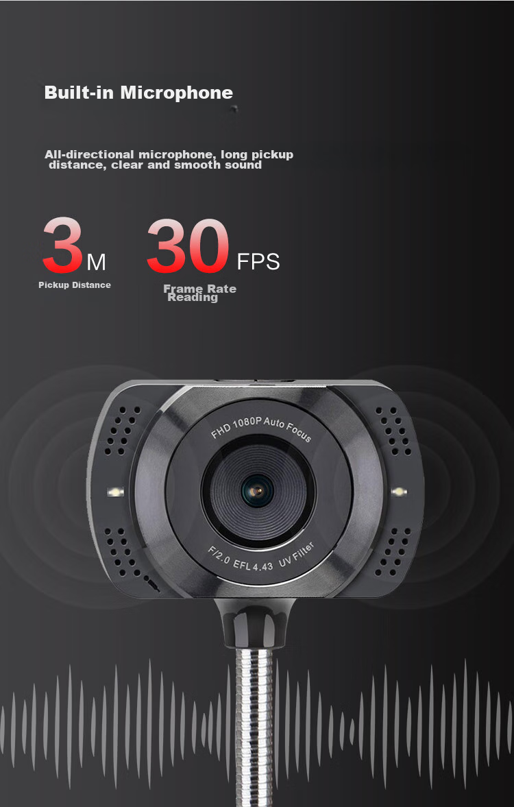 Веб-камера Aoni A25, 1080P, с автофокусом, встроенной подсветкой и микрофоном