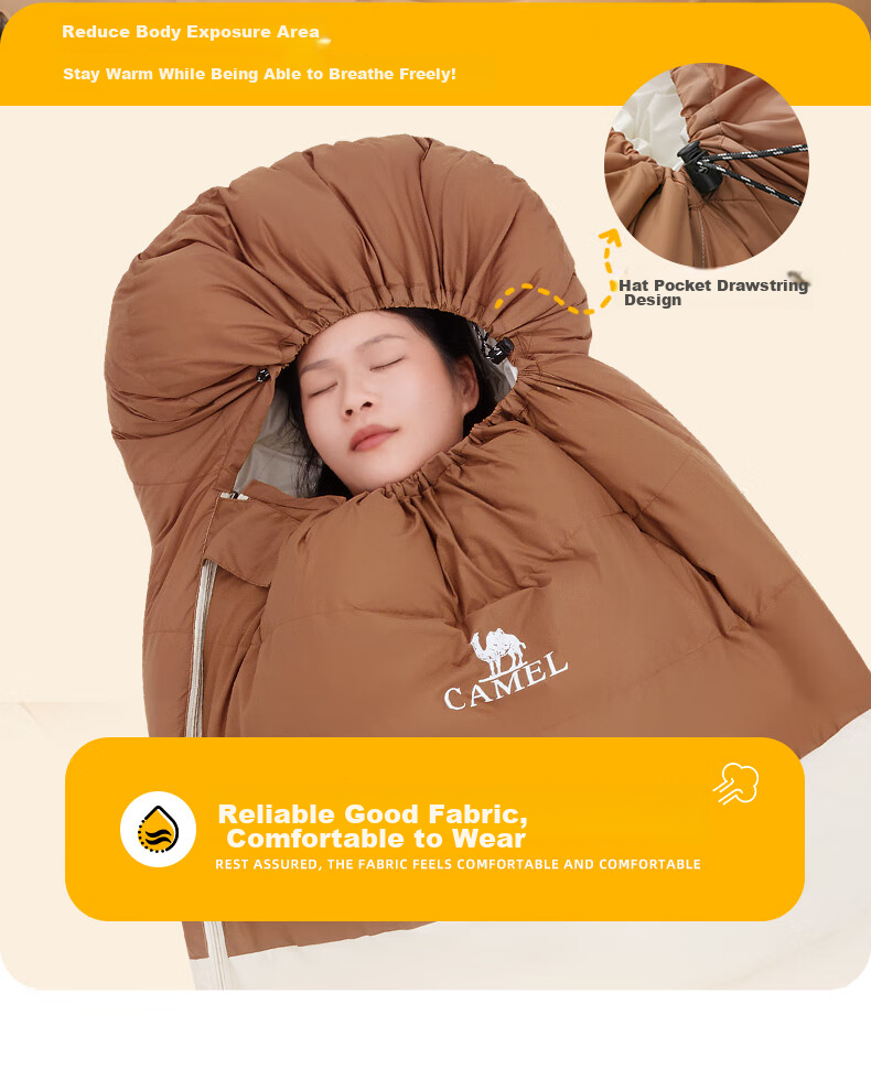 Спальный мешок CAMEL, осенне-зимняя модель, для взрослых, утолщенный, теплый, водонепроницаемый, для кемпинга