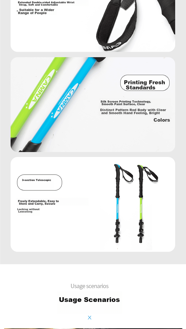 Треккинговые палки Kanle Aluminum Alloy Trekking Pole, трехсекционные телескопические, ультралегкие, портативные, с нескользящей ручкой, для кемпинга, пеших походов и альпинизма