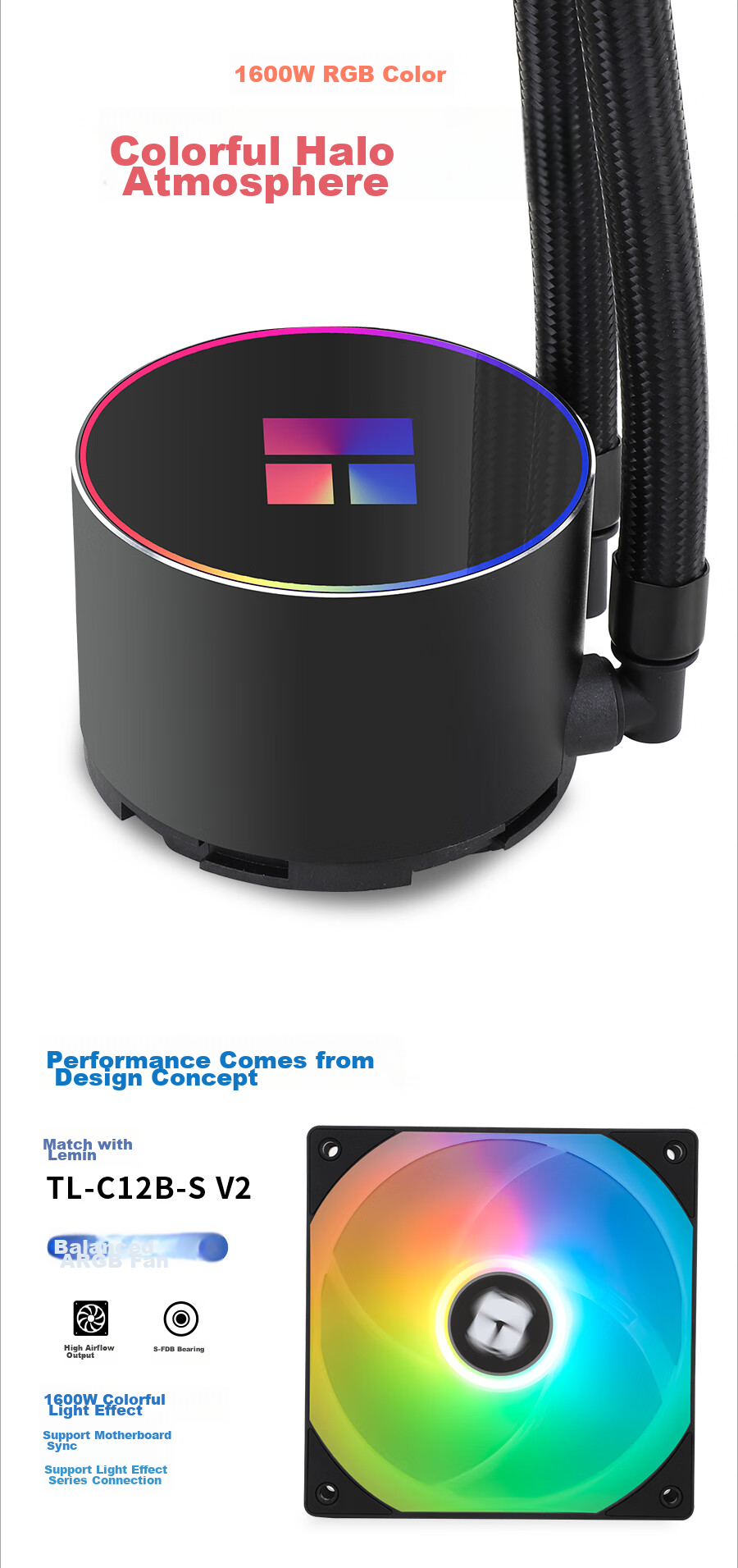 Система охлаждения Thermalright Frozen Magic 240 ARGB V2, жидкостное охлаждение, 240 мм радиатор, ARGB подсветка, универсальный монтаж