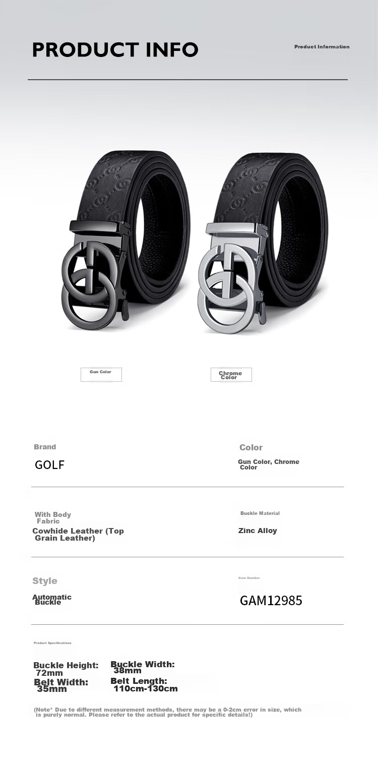 Мужской ремень GOLF из натуральной кожи, с автоматической пряжкой, универсальный стиль, для бизнеса и путешествий, подарочная упаковка
