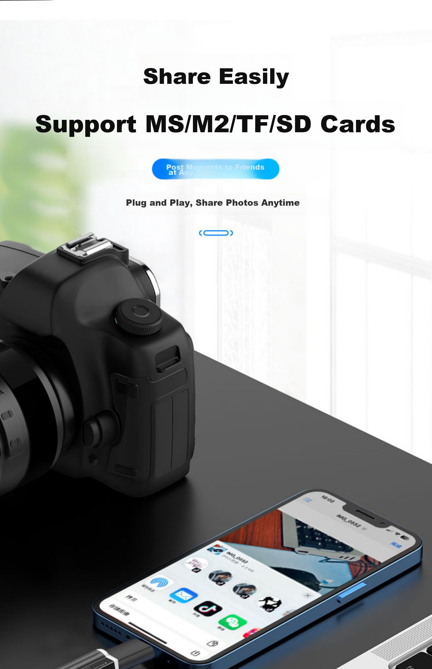 LinkStone USB 2.0 картридер SD/TF/CF/XD/MS, алюминиевый корпус, черный