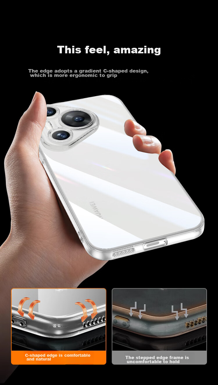 Чехол-накладка Ekakashop для Huawei Pura70, прозрачный, противоударный, ультратонкий, с защитой от падений