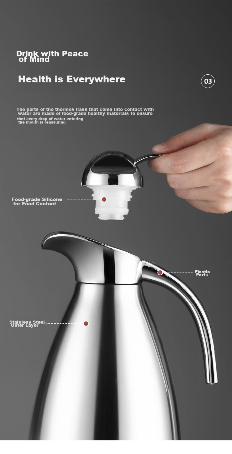 Термос MAXCOOK MCH-055, 2л, нержавеющая сталь 304, для горячей воды, бойлер