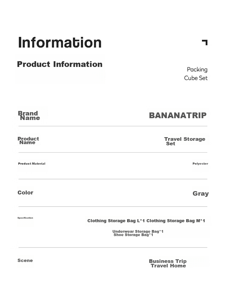 BANANA TRIP Набор сумок для путешествий, 4 предмета, серебристо-серый